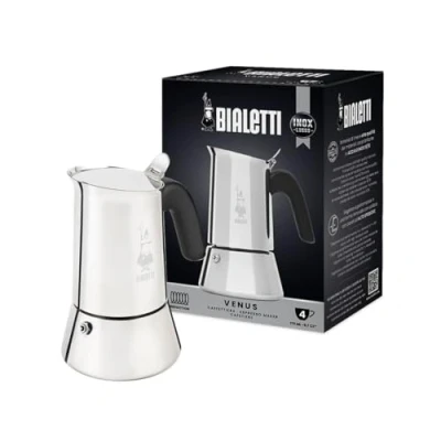Abbildung von Bialetti Neue italienische Espressomaschine Venus Induction aus Edelstahl, geeignet für alle Arten von Tellern, 4 Kaffeetassen (170 ml), Silber