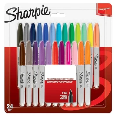 Abbildung von Sharpie Permanent Marker Stifte mit feiner Spitze gemischte Farben 24 Stück Market Set