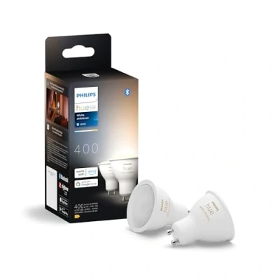 Abbildung von Philips Hue GU10 smarte Lampe, einstellbares warm bis kaltweißes Licht, 2er Pack, Bluetooth kompatibel, Sprachsteuerung mit Alexa, Apple Home und Google Assistant