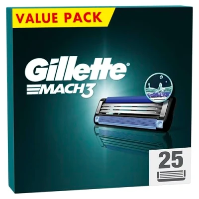 Abbildung von Gillette Mach3 Rasierklingen für Rasierer, 25 Ersatzklingen Nassrasierer Herren mit 3 fach Klinge
