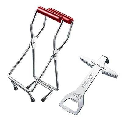 Abbildung von Westmark Set, 2tlg.: 1 Schraubdeckelöffner + Glasheber, Hochwertiger Kunststoff/Stahl, Vacumex, Silber/Rot, 105322E6