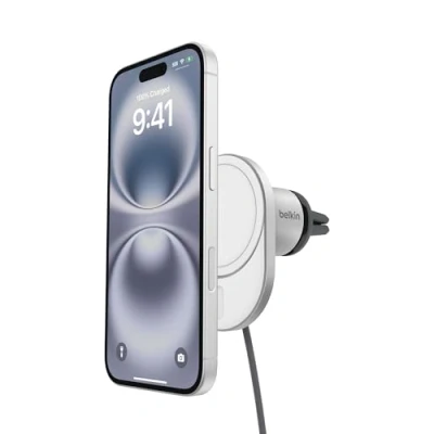 Abbildung von Belkin BoostCharge Pro magnetisches kabelloses Kfz Ladegerät mit Qi2 (15 W), MagSafe kompatibles Auto für iPhone Serien 16/15/14/13/12, Handyhalterung 1,5 m USB C Kabel
