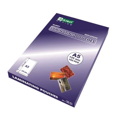 Abbildung von D.RECT Laminierfolien A5 125mic Heißlaminierfolien Glänzend Laminierfolie Verpackung 100 Stück, Folierfolien Transparent