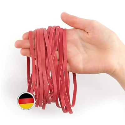 Abbildung von 50 elastische große Gummibänder 5mm breit, rund, stabil, wiederverwendbar, haltbar