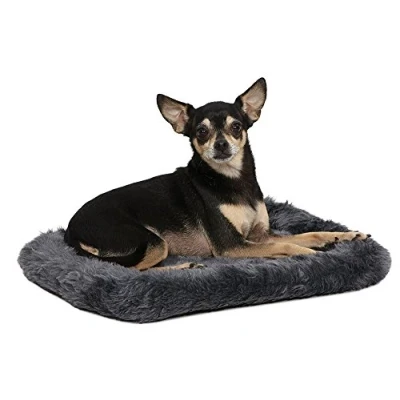 Abbildung von MidWest Homes for Pets Modell 40218 GY Haustierkissen, Hundebett, 46 cm langes Hunde oder Katzenbett mit bequemer Polsterung, ideal für „Mini“ Hunderassen, grau