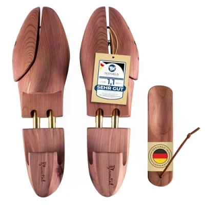 Abbildung von Blumtal TESTSIEGER Damen und Herren Premium Schuhspanner aus Zedernholz inkl. Schuhlöffel, Schuhdehner mit ergonomischem Design 1, 2 oder 5 Paar