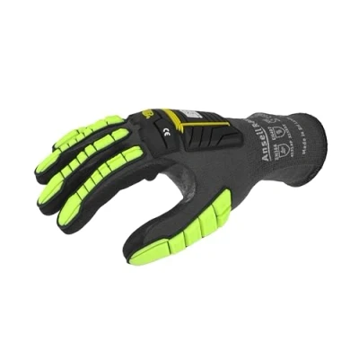 Abbildung von Ansell Ringers R840 Professionelle Arbeitshandschuhe, Rutschfeste Nitril Beschichtung, Industrie Schutzhandschuhe für Mechanik, Werkstatt und Montage, Waschbare, Schwarz, Größe L (1 Paar)