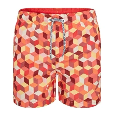 Abbildung von RIPT Jungen Essentials Quick Dry UV 50 Sonnenschutz Badeshorts Badehose, Orange Geometrischer Druck, 11 12 Jahre