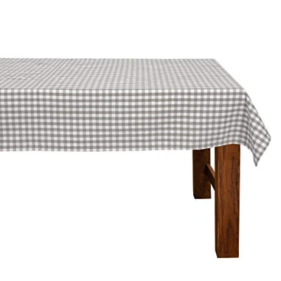 Abbildung von FILU Tischdecke 140 x 240 cm Grau/Weiß kariert (Farbe und Größe wählbar) hochwertig gefertigtes Tischtuch aus 100% Baumwolle