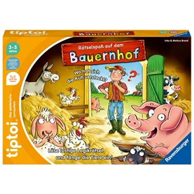 Abbildung von Ravensburger tiptoi Spiel 00125 Rätselspaß auf dem Bauernhof Lernspiel ab 3 Jahren, lehrreiches Logikspiel für Jungen und Mädchen, 1 4 Spieler