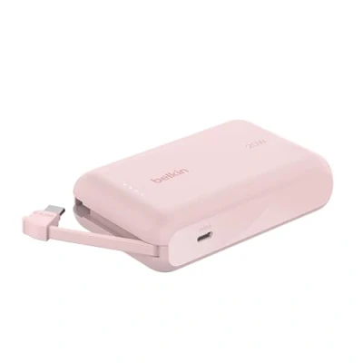 Abbildung von Belkin BoostCharge Power Bank, Portable Powerbank 10000mAh mit integriertem Kabel, PD 20 W USB C Delivery zum Schnellladen von Geräten wie der iPhone 16 Serie, iPad Pro und Galaxy S24