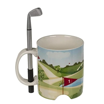Abbildung von Out of the Blue Keramik Tasse Golfplatz mit Golfschläger Stift und Golfball