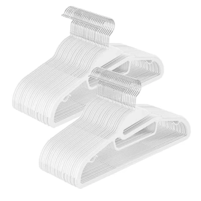 Abbildung von SONGMICS Kleiderbügel Kunststoff, 50er Set, Bügel mit U förmiger Öffnung, platzsparend, 0,5 cm dick, 41,5 breit, um 360 drehbarer Haken, weiß CRP041W05