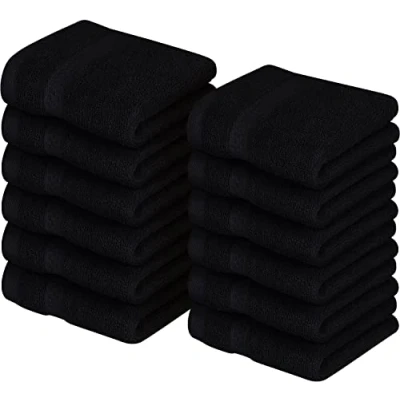 Abbildung von Utopia Towels 12er Pack Seiftücher mit Aufhängeschlaufen 30x30 cm, aus 100% Baumwolle weiche und saugfähige Waschlappen für die Gesichtsreinigung (Schwarz)