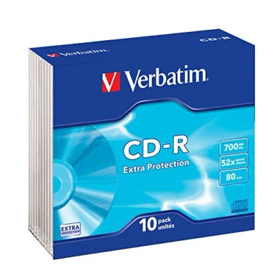 Abbildung von Verbatim CD R Extra Protection, Rohlinge mit 700 MB Datenspeicher, ideal für Foto und Video Aufnahmen, kompatibel jedem konventionellen Laufwerk, 10er Pack Slim Jewel Case