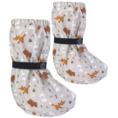 Abbildung von HECKBO Baby Regenfüßlinge mit Vlies Futter 3 18 Monate Waldtiere Wasserdicht Outdoor Matsch schuhe für Babys &amp; Kleinkinder matschüberzieher krabbelschuhe matschsocken