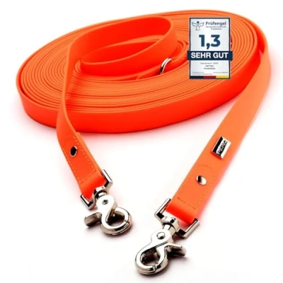 Abbildung von PetTec Hundeleine, Schleppleine &amp; Führleine *5m* bis 80kg, verstellbare Trainingsleine/Ausbildungsleine/Trekkingleine für Hunde aus TRIOFLEX (ähnl. Biothane), wasserabweisend robust, Dog Leash