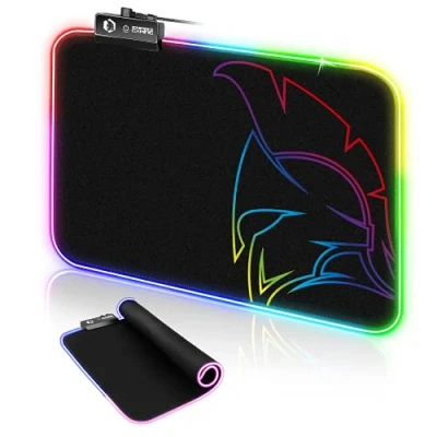 Abbildung von EMPIRE Gaming Dark Rainbow RGB Mauspad 12 LED Beleuchtungsmodi Mousepad Lichtstarke Hintergrundbeleuchtung Wasser und rutschfestes GummiFür PC Spiele, MAC Laptop 300x230x4mm