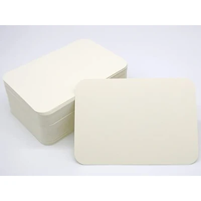 Abbildung von DIN A6 Postkarten Karteikarten Set Blanko zum Selbstgestalten Wahlweise mit Umschlägen und runden Ecken (Elfenbein 270g/m², 50 Karten ohne Umschläge)