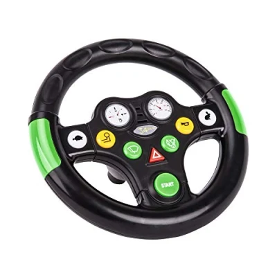 Abbildung von BIG Traktor Sound Wheel Lenkrad mit verschiedenen, für Bobby Cars ab dem Baujahr 2010, Spielzeuglenkrad Kinder 1 Jahr, Grün/Schwarz/Gelb/Weiß/Rot