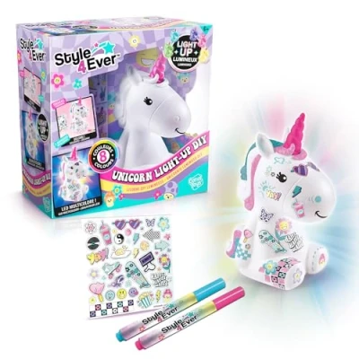 Abbildung von Canal Toys Style 4 ever OFG 293 DIY Einhorn LED Light Up, Dekorieren Sie Ihre Figur mit Marker und Aufkleber, 1 Stück Einhorn, Weiß