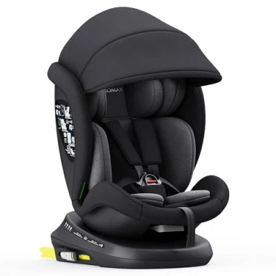 Abbildung von XOMAX 946i Kindersitz drehbar 360 mit ISOFIX, Liegefunktion I mitwachsend 0 36 kg, 12 Jahre, Gruppe 0/1/2/3 5 Punkt Gurt und 3 Bezug abnehmbar, waschbar ECE R129