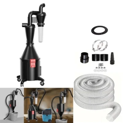 Abbildung von Doppelfilter Zyklon Staubsammler mit Doppelfunktion Eimer, kann an der Wand montiert oder als Eimer Rollen verwendet Werden 2 in1 Multifunktionaler Staubsaugerabscheider