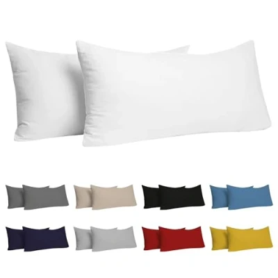 Abbildung von Dreamzie Kissenbezug 40x70 (Set mit 2) 100% Jersey Baumwolle 150 g/qm Kissenbezüge Weiß Für Kissen cm Kissenhülle Resistent und Hypoallergen