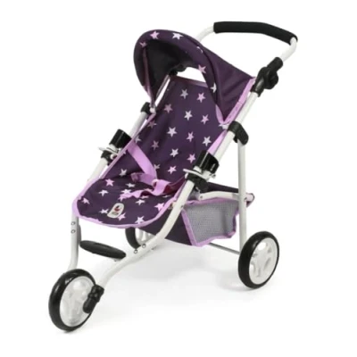 Abbildung von Bayer Chic 2000 Puppenbuggy Lola, Jogging Buggy, Puppenjogger, Puppenwagen, Stars lila, 70 x 33 62 cm
