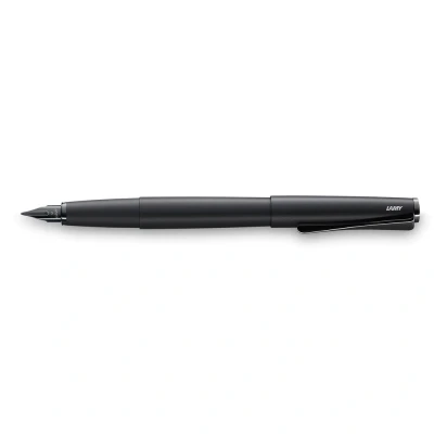 Abbildung von Lamy studio lx all black Füller universeller Füllfederhalter in elegantem Gehäuse aus Ganzmetall mit propellerförmigem Clip &amp; Stahlfeder Strichbreite F inkl. Tintenpatrone T 10 blau