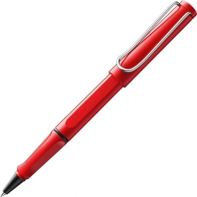Abbildung von Lamy safari red Tintenroller zeitlos klassicher Stift mit ergonomischem Griff &amp; Strichbreite M Gehäuse aus robustem ASA Kunststoff Tintenrollermine 63 in blau