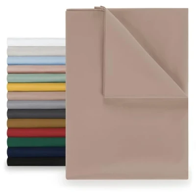 Abbildung von Blumtal® Basic Betttuch 320x275 cm für Matratzen 200x200 Bettlaken ohne Gummi Oeko TEX zertifiziertes Gummizug Leintuch aus gebürstetem Microfaser in Taupe