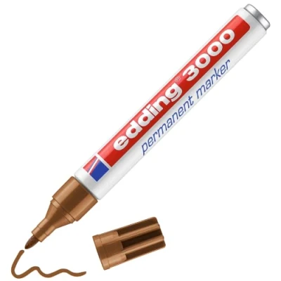 Abbildung von edding 3000 Permanentmarker ocker 1 Stift Rund Spitze 1,5 3 mm schnell trocknender Permanent Marker wasserfest, wischfest für Karton, Kunststoff, Holz, Metall Universalmarker