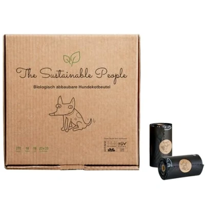 Abbildung von TSP Bio abbaubare Hundekotbeutel OK compost HOME zertifiziert 100% heim kompostierbar und biologisch abbaubar Gross, Extra Dick (18µm), Sicher &amp; Feuchtigkeitsbeständig (18 Rollen (270 Beutel))