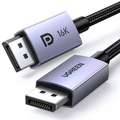Abbildung von UGREEN DisplayPort 2.1 Kabel VESA zertifiziert, DP 2.0 Unterstützt 16K@30Hz, 8K@60Hz, 4K@240Hz 80 Gbps HDR, HDCP, Kabel, Kompatibel mit Gaming Monitor (3M)