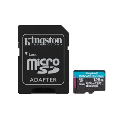 Abbildung von Kingston Canvas Go Plus microSDXC Speicherkarte Gen4 200MB/s A2 U3 V30 128GB Karte + Adapter SDCG4/128GB