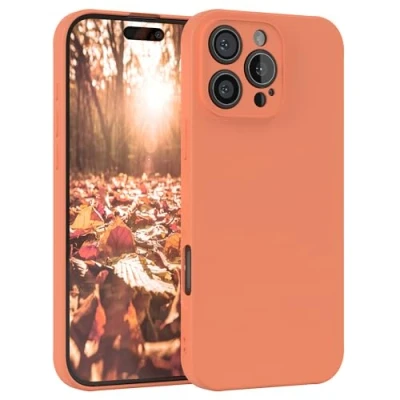 Abbildung von EAZY Case Silikonhülle für iPhone 16 Pro Max Hülle Silikon weich stoßfeste Handyhülle Schutzhülle mit Kameraschutz Dünn Premium Schutz Cover TPU Phone Bumper in Orange