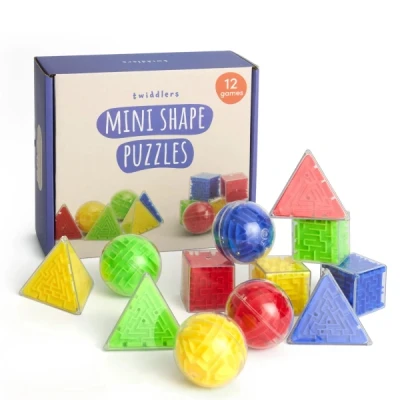 Abbildung von THE TWIDDLERS 12 Mini Puzzle Boxen Kugel , Würfel und Pyramidenform, ideale Herausforderung für Partytüten Kinder Geburtstagstüten