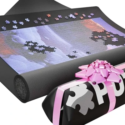 Abbildung von Puzzlup Puzzlematte bis 3000 Teile 95 x 150 cm Premium Puzzle Rolle für 500, 1000, 1500, 2000 und In Sekunden zusammenrollen Matte mit Öko Verpackung