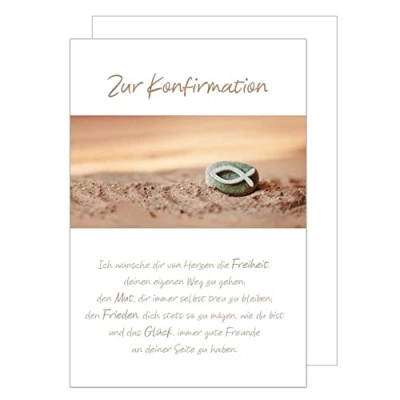Abbildung von Edition Seidel Premium Glückwunschkarte zur Konfirmation mit Umschlag. Konfirmationskarte Spruch Karte Grusskarte Stein Fisch Junge Mädchen (KF290 SW022)