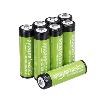 Abbildung von Amazon Basics AA Batterien, wiederaufladbar, vorgeladen, NiMh, 8 Stück (Aussehen kann variieren)