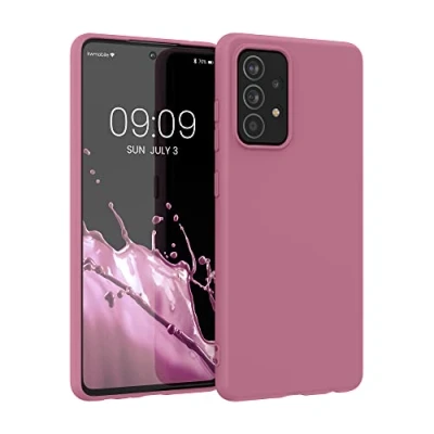 Abbildung von kwmobile Hülle kompatibel mit Samsung Galaxy A52 / 5G A52s weiches TPU Silikon Case Cover geeignet für kabelloses Laden Dark Rose