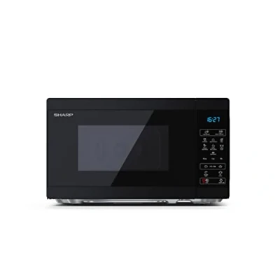 Abbildung von SHARP MS02EB Mikrowelle (Mikrowelle: 800W, 11 Leistungsstufen, Auftaufunktion, Abmessungen: 440x258x324cm), schwarz