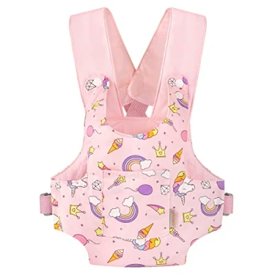 Abbildung von GAGAKU Puppentrage Puppenzubehör Babypuppentrage Kuscheltierträger mit verstellbaren Trägern für Kinder Rosa (Stern)