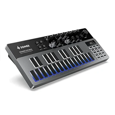 Abbildung von Analoger Bass Synthesizer und Sequenzer, Donner Essential B1 mit intuitiver Benutzeroberfläche, 128 Musterspeicher, Sättigungs Delay Effekte, perfekt für den klassischen Acid Sound