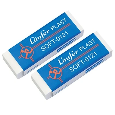 Abbildung von Läufer 69806 Plast Soft 0121 Radiergummi, sehr weicher Kunststoff Radierer, besonders papierschonend, Blisterkarte enthält 2 Radiergummis