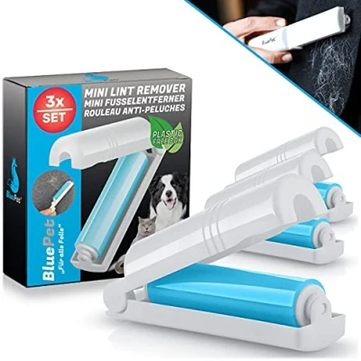 Abbildung von BluePet 3X 𝗪𝗶𝗲𝗱𝗲𝗿𝘃𝗲𝗿𝘄𝗲𝗻𝗱𝗯𝗮𝗿𝗲 Mini Fusselrolle Nachhaltiger Tierhaarentferner Für Hundehaare, Katzenhaare und Fussel Abwaschbar Ideal Unterwegs