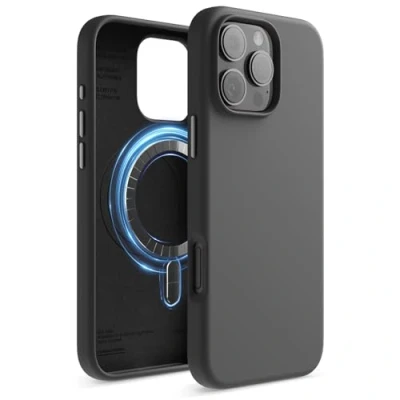 Abbildung von elago Magnetisch Silikon Hülle Kompatibel mit iPhone 16 Pro Max 6,9 Zoll, Allen MagSafe Zubehör Eingebaute Magnete, Soft Grip Silikon, Stoßfest (Schwarz)