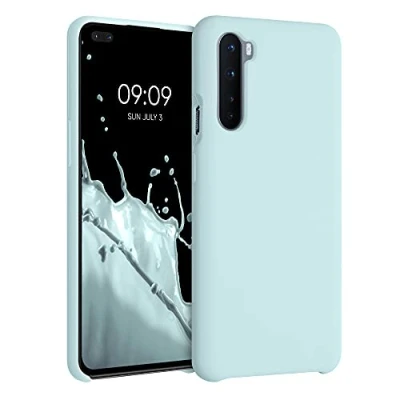 Abbildung von kwmobile Hülle kompatibel mit OnePlus Nord Silikon Handy Case Handyhülle weiche Oberfläche kabelloses Laden Cool Mint