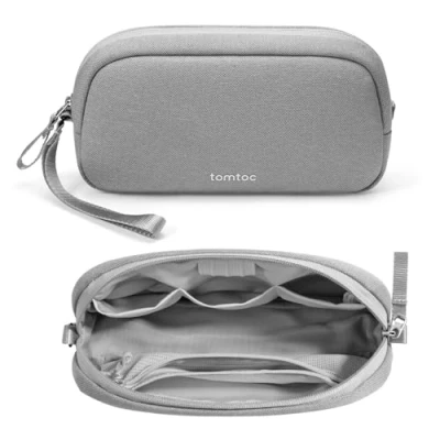 Abbildung von tomtoc Elektronik Organizer Tasche, Wasserresistent EDC Zubehör Kabeltasche, Tragbar Kabelorganizer Tech Pouch Bag für Handy Netzteil, Ladekabel, Ladestecker, Powerbank, Festplatte, Natursand